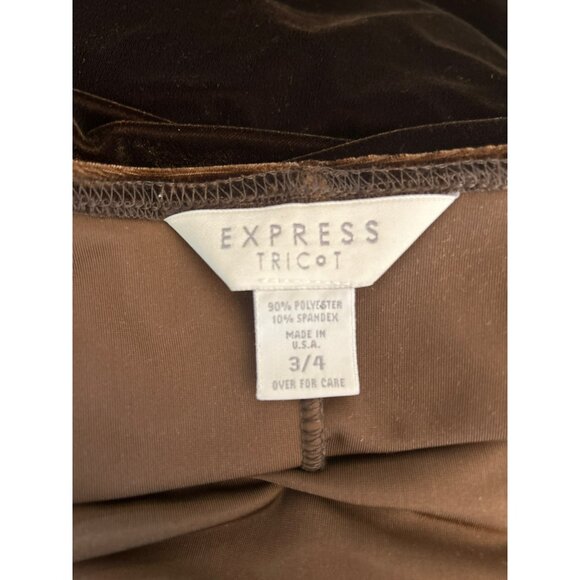 Y2K Vintage Express Tricot Brown Velvet Baby Doll Long Sleeve Mini Dress Sz 3/4 - Picture 3 of 4